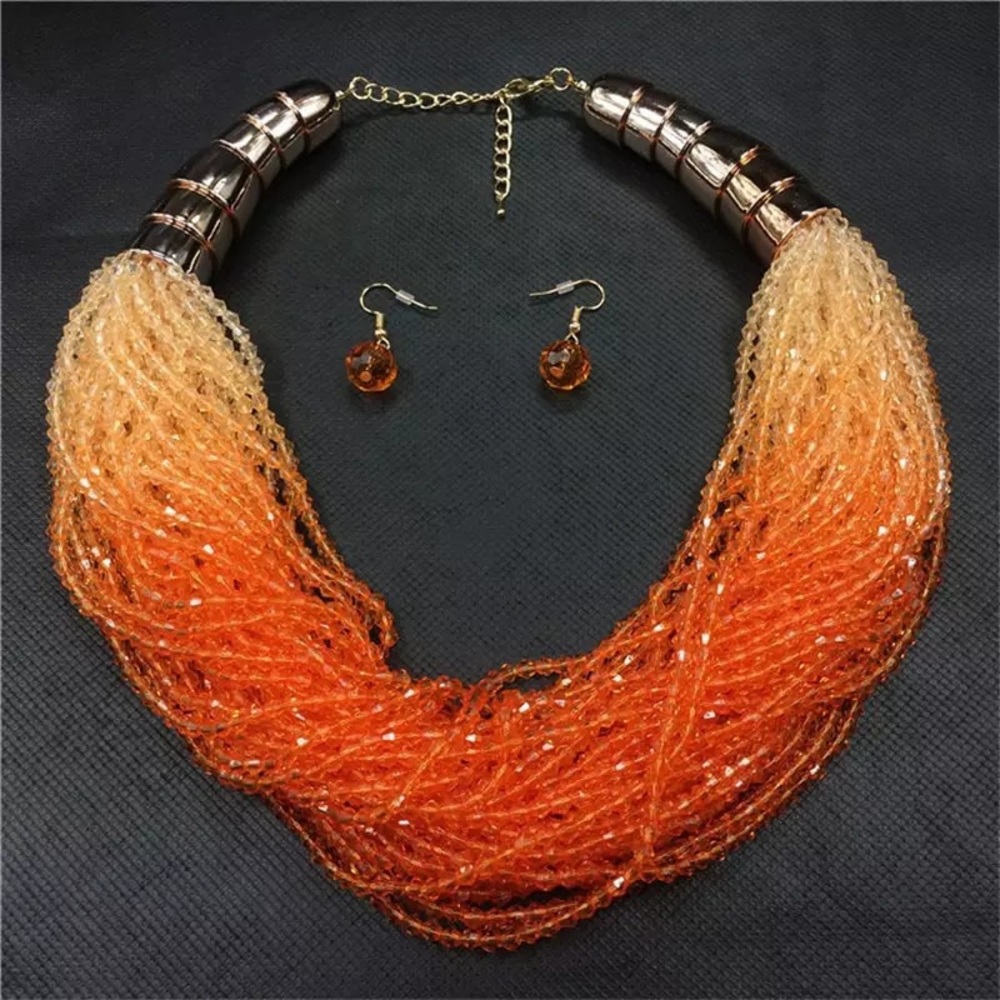 Nigerian Acrylic Layer Gradient Necklace,earrings